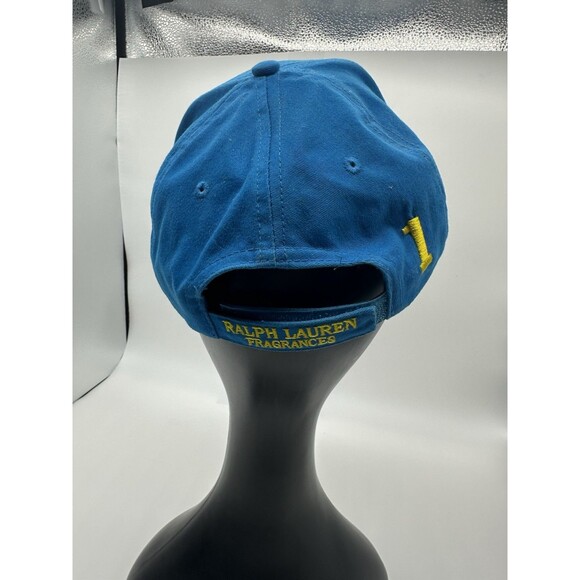 Ralph Lauren Fragrances Polo Baseball Cap Embroidered Blue Yellow 1 Adjustable - Picture 4 of 6